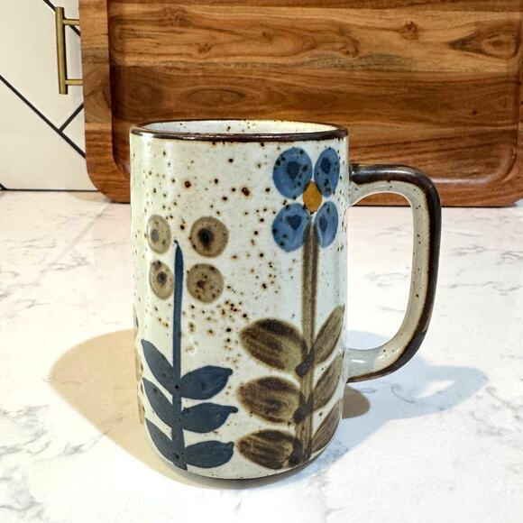 Vintage Other - Vintage Otagiri Japan Glazed Ceramic Brown blue green floral 5” mug 70s MCM